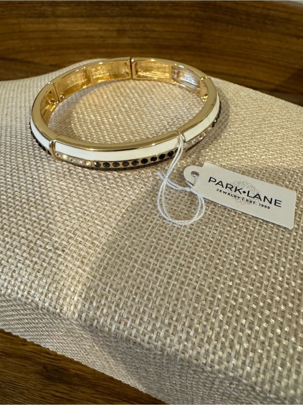 NWT Park Lane Marble Bracelet: Gold & White Enamel Bangle Bracelet